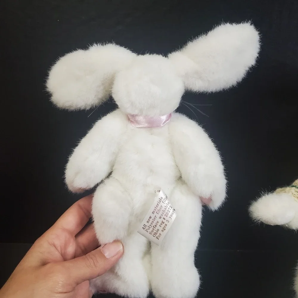 White‎ Bunny Rabbit Plush Lot Of 2- Hug Fun, Boyds With Carrot Sweater Jointed